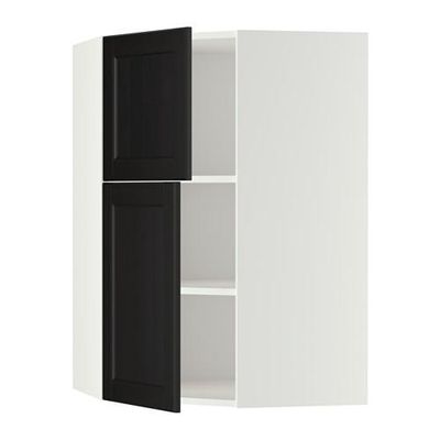 МЕТОД Угловой навесной шкаф+полки/2дверцы - Лаксарби черно-коричневый, белый МЕТОД Угловой навесной шкаф+полки/2дверцы - Лаксарби черно-коричневый, белый