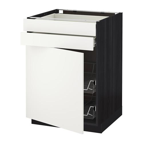 МЕТОД / ФОРВАРА Напольн шкаф/дверца/2ящ/првл крзн - под дерево черный, Хэггеби белый, 60x60 см