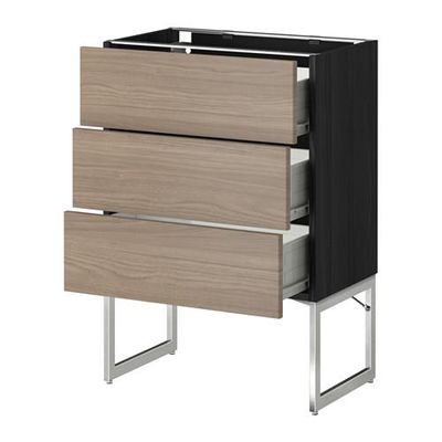 МЕТОД / ФОРВАРА Нплн шк 3 фрнт/3 средн ящика - 60x37x60 см, Брокхульт под грецкий орех светло-серый, под дерево черный МЕТОД / ФОРВАРА Нплн шк 3 фрнт/3 средн ящика - 60x37x60 см, Брокхульт под грецкий орех светло-серый, под дерево черный