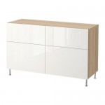 БЕСТО Комб для хран с дверц/ящ - под беленый дуб глянцевый/белый, направляющие ящика,нажимные