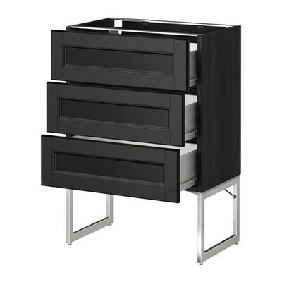 МЕТОД / ФОРВАРА Нплн шк 3 фрнт/3 средн ящика - 60x37x60 см, Лаксарби черно-коричневый, под дерево черный МЕТОД / ФОРВАРА Нплн шк 3 фрнт/3 средн ящика - 60x37x60 см, Лаксарби черно-коричневый, под дерево черный