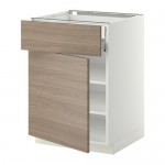 МЕТОД / ФОРВАРА Напольн шкаф двр/фр пнл/плк/2низ ящ - белый, Брокхульт под грецкий орех светло-серый, 60x60 см МЕТОД / ФОРВАРА Напольн шкаф двр/фр пнл/плк/2низ ящ - белый, Брокхульт под грецкий орех светло-серый, 60x60 см