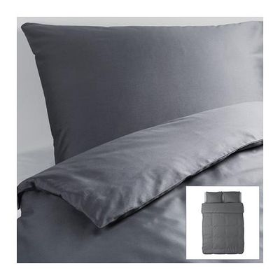 БЛОСИППА Пододеяльник и 2 наволочки - темно-серый, 200x200/50x70 см БЛОСИППА Пододеяльник и 2 наволочки - темно-серый, 200x200/50x70 см