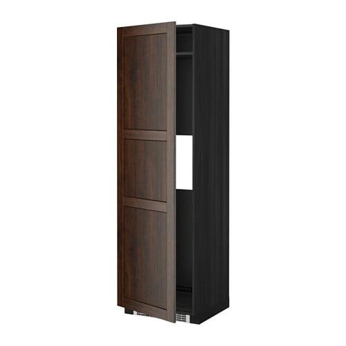 МЕТОД Выс шкаф д/холод или мороз, с дверц - под дерево черный, Эдсерум под дерево коричневый