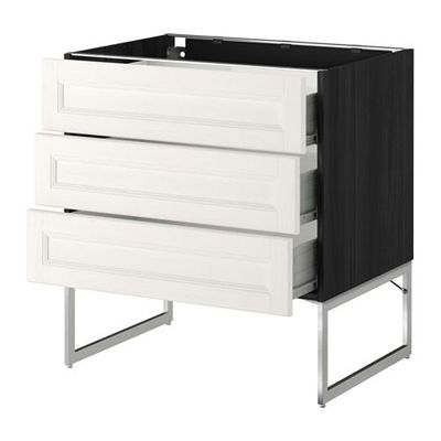 МЕТОД / ФОРВАРА Нплн шк 3 фрнт/3 средн ящика - 80x60x60 см, Лаксарби белый, под дерево черный МЕТОД / ФОРВАРА Нплн шк 3 фрнт/3 средн ящика - 80x60x60 см, Лаксарби белый, под дерево черный