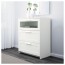 БРИМНЭС Комод с 3 ящиками - белый/матовое стекло