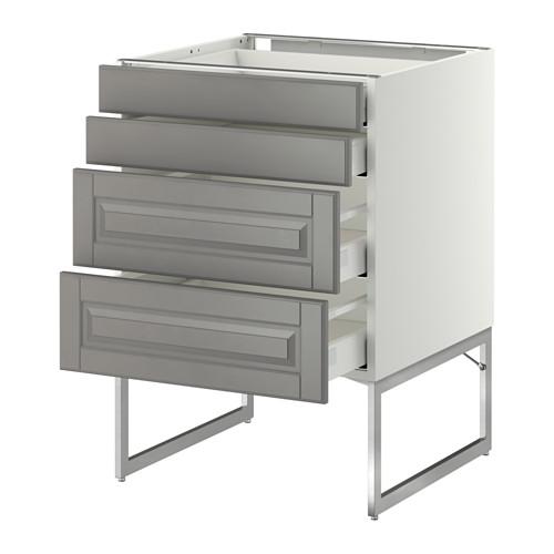 МЕТОД / МАКСИМЕРА Нплн шк 4 фронт/2 низк/2средн ящ - белый, Будбин серый, 60x60x60 см