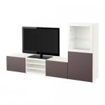 БЕСТО Шкаф для ТВ, комбин/стеклян дверцы - белый/Вальвикен темно-коричневый, прозрачное стекло, направляющие ящика,нажимные БЕСТО Шкаф для ТВ, комбин/стеклян дверцы - белый/Вальвикен темно-коричневый, прозрачное стекло, направляющие ящика,нажимные