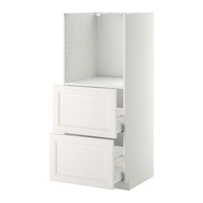 МЕТОД / МАКСИМЕРА Высокий шкаф с 2 ящиками д/духовки - Лаксарби белый, белый