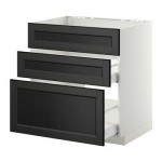 МЕТОД / МАКСИМЕРА Напольн шк п-мойку+3фрнт пнл/2ящ - 80x60 см, Лаксарби черно-коричневый, белый МЕТОД / МАКСИМЕРА Напольн шк п-мойку+3фрнт пнл/2ящ - 80x60 см, Лаксарби черно-коричневый, белый