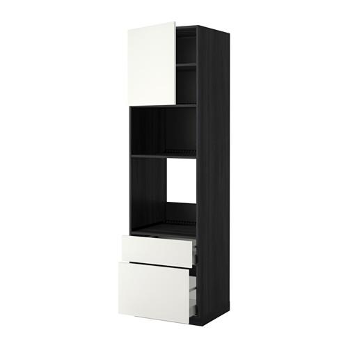 МЕТОД / МАКСИМЕРА Высок шкаф д/духовки/СВЧ/дверца/2ящ - под дерево черный, Хэггеби белый, 60x60x220 см МЕТОД / МАКСИМЕРА Высок шкаф д/духовки/СВЧ/дверца/2ящ - под дерево черный, Хэггеби белый, 60x60x220 см