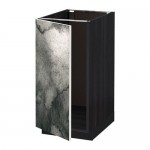 МЕТОД Наполный шкаф д/мойки/мусорн конт - под дерево черный, Кальвиа с печатным рисунком