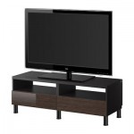 БЕСТО Тумба д/ТВ с ящиками - черно-коричневый/Тофта глянцевый/коричневый