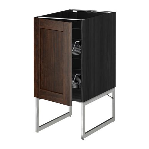 МЕТОД Напольный шкаф с проволочн ящиками - под дерево черный, Эдсерум под дерево коричневый, 40x60x60 см МЕТОД Напольный шкаф с проволочн ящиками - под дерево черный, Эдсерум под дерево коричневый, 40x60x60 см