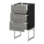 МЕТОД / ФОРВАРА Напольн шкаф 3фронт пнл/2низ/2ср ящ - 40x37x60 см, Будбин серый, под дерево черный МЕТОД / ФОРВАРА Напольн шкаф 3фронт пнл/2низ/2ср ящ - 40x37x60 см, Будбин серый, под дерево черный