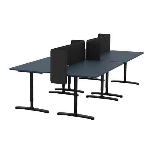 БЕКАНТ Стол с экраном - линолеум синий/черный БЕКАНТ Стол с экраном - линолеум синий/черный