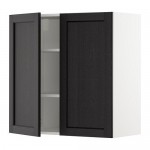 МЕТОД Навесной шкаф с полками/2дверцы - белый, Лерх черная морилка, 80x80 см МЕТОД Навесной шкаф с полками/2дверцы - белый, Лерх черная морилка, 80x80 см