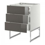 МЕТОД / ФОРВАРА Напольн шкаф/3фронт пнл/3ящика - 60x60x60 см, Рингульт глянцевый серый, белый МЕТОД / ФОРВАРА Напольн шкаф/3фронт пнл/3ящика - 60x60x60 см, Рингульт глянцевый серый, белый