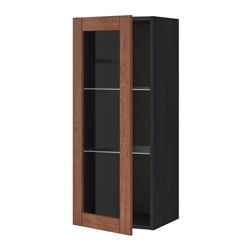 МЕТОД Навесной шкаф с полками/стекл дв - под дерево черный, Филипстад коричневый, 40x100 см МЕТОД Навесной шкаф с полками/стекл дв - под дерево черный, Филипстад коричневый, 40x100 см