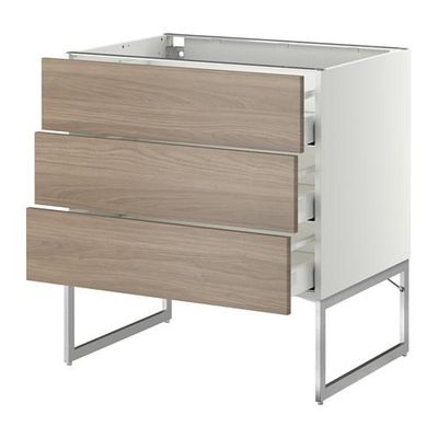 МЕТОД / МАКСИМЕРА Нплн шк 3 фрнт/3 средн ящика - 80x60x60 см, Брокхульт под грецкий орех светло-серый, белый МЕТОД / МАКСИМЕРА Нплн шк 3 фрнт/3 средн ящика - 80x60x60 см, Брокхульт под грецкий орех светло-серый, белый