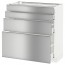 МЕТОД / МАКСИМЕРА Напольн шкаф 4 фронт панели/4 ящика - белый, Гревста нержавеющ сталь, 80x37 см