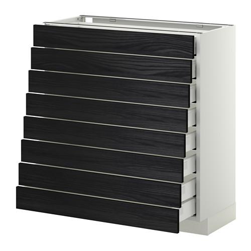 МЕТОД / МАКСИМЕРА Наполн шкаф 8 фронт/8 низк ящиков - белый, Тингсрид под дерево черный, 80x37 см МЕТОД / МАКСИМЕРА Наполн шкаф 8 фронт/8 низк ящиков - белый, Тингсрид под дерево черный, 80x37 см