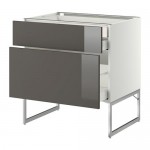 МЕТОД / МАКСИМЕРА Напольн шкаф 2фронт пнл/2низ/1вс ящ - 80x60x60 см, Рингульт глянцевый серый, белый