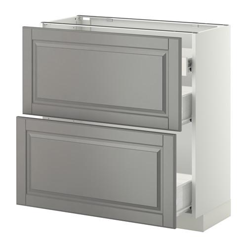 МЕТОД / ФОРВАРА Нап шкаф 2 фрнт пнл/1низк/2ср ящ - белый, Будбин серый, 80x37 см МЕТОД / ФОРВАРА Нап шкаф 2 фрнт пнл/1низк/2ср ящ - белый, Будбин серый, 80x37 см