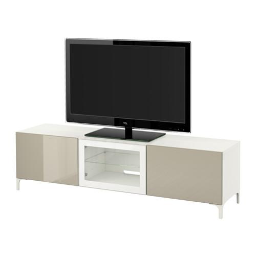 БЕСТО Тумба под ТВ с ящиками и дверцей - белый/Сельсвикен глянцевый/бежевый прозрачное стекло, направляющие ящика, плавно закр БЕСТО Тумба под ТВ с ящиками и дверцей - белый/Сельсвикен глянцевый/бежевый прозрачное стекло, направляющие ящика, плавно закр
