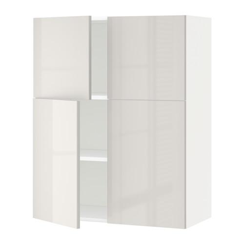 METOD навесной шкаф с полками/4дверцы оцинковка