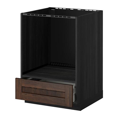 МЕТОД / МАКСИМЕРА Напольный шкаф д/духовки, с ящиком - под дерево черный, Эдсерум под дерево коричневый