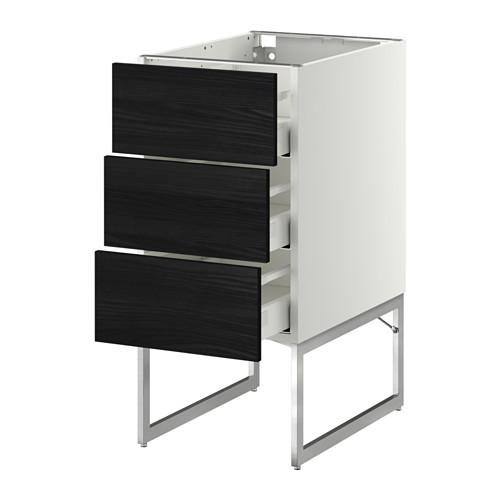 МЕТОД / МАКСИМЕРА Нплн шк 3 фрнт/3 средн ящика - белый, Тингсрид под дерево черный, 40x60x60 см