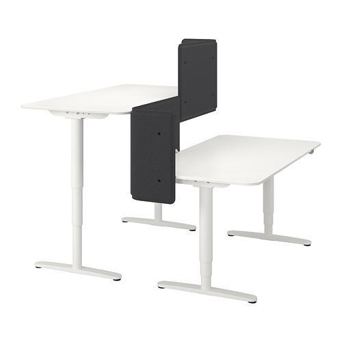 BEKANT стол-трансформер с экраном белый 160x160 cm