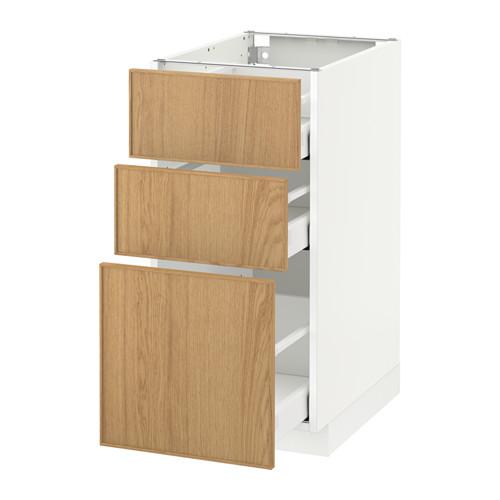 МЕТОД / МАКСИМЕРА Напольный шкаф с 3 ящиками - белый, Экестад дуб, 40x60 см МЕТОД / МАКСИМЕРА Напольный шкаф с 3 ящиками - белый, Экестад дуб, 40x60 см