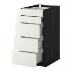 МЕТОД / ФОРВАРА Нплн шк 5фрнт/2нзк/3срд ящ - под дерево черный, Хэггеби белый, 40x60 см