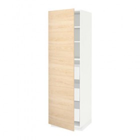 МЕТОД / МАКСИМЕРА Высокий шкаф с ящиками - белый, Аскерсунд под светлый ясень, 60x60x200 см
