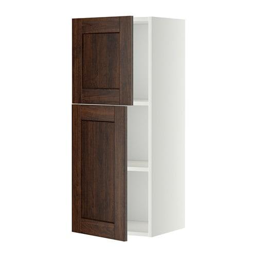 МЕТОД Навесной шкаф с полками/2дверцы - белый, Эдсерум под дерево коричневый, 40x100 см МЕТОД Навесной шкаф с полками/2дверцы - белый, Эдсерум под дерево коричневый, 40x100 см
