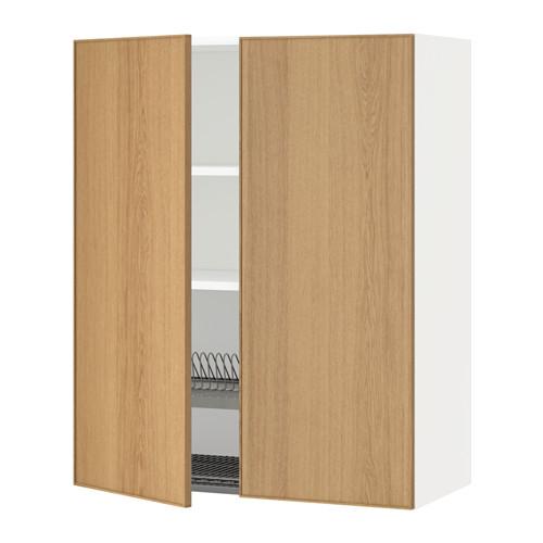 МЕТОД Навесной шкаф с посуд суш/2 дврц - белый, Экестад дуб, 80x100 см МЕТОД Навесной шкаф с посуд суш/2 дврц - белый, Экестад дуб, 80x100 см