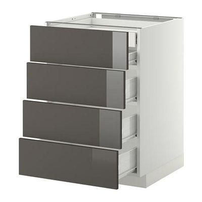 МЕТОД / ФОРВАРА Нплн шк 4фрнт/2нзк/3срд ящ - 60x60 см, Рингульт глянцевый серый, белый МЕТОД / ФОРВАРА Нплн шк 4фрнт/2нзк/3срд ящ - 60x60 см, Рингульт глянцевый серый, белый