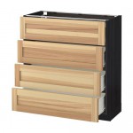 МЕТОД / ФОРВАРА Напольн шкаф 4 фронт панели/4 ящика - под дерево черный, Торхэмн естественный ясень, 80x37 см