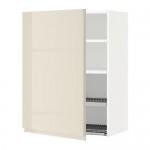 METOD шкаф навесной с сушкой белый/Воксторп глянцевый светло-бежевый 60x80 см