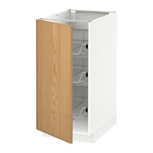 МЕТОД Напольный шкаф с проволочн ящиками - белый, Экестад дуб, 40x60 см МЕТОД Напольный шкаф с проволочн ящиками - белый, Экестад дуб, 40x60 см