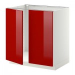 МЕТОД Напольн шкаф д раковины+2 двери - Рингульт глянцевый красный, белый МЕТОД Напольн шкаф д раковины+2 двери - Рингульт глянцевый красный, белый