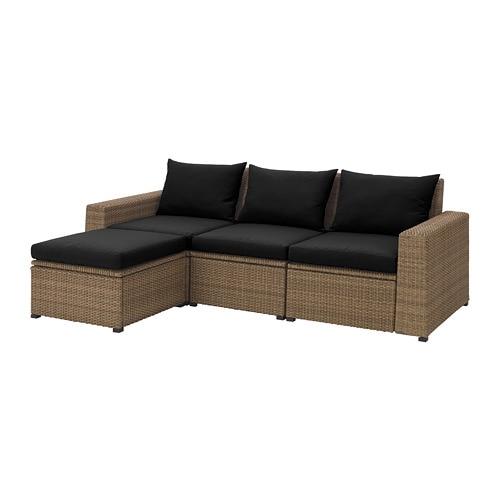 СОЛЛЕРОН 3-местный диван+табурет д/ног,садов - коричневый/Холло черный