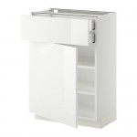 METOD напольн шкаф двр/фр пнл/плк/2низ ящ цвет алюминия