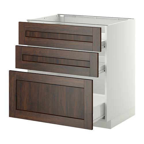 МЕТОД / ФОРВАРА Напольн шкаф 3фрнт пнл/2низк/1ср ящ - белый, Эдсерум под дерево коричневый, 80x60 см МЕТОД / ФОРВАРА Напольн шкаф 3фрнт пнл/2низк/1ср ящ - белый, Эдсерум под дерево коричневый, 80x60 см