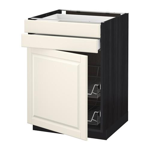 МЕТОД / МАКСИМЕРА Напольн шкаф/дверца/2ящ/првл крзн - под дерево черный, Будбин белый с оттенком, 60x60 см МЕТОД / МАКСИМЕРА Напольн шкаф/дверца/2ящ/првл крзн - под дерево черный, Будбин белый с оттенком, 60x60 см