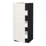 МЕТОД / МАКСИМЕРА Высокий шкаф с ящиками - 60x60x140 см, Сэведаль белый, под дерево черный