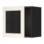 МЕТОД Навесной шкаф со стеклянной дверью - под дерево черный, Хитарп белый с оттенком МЕТОД Навесной шкаф со стеклянной дверью - под дерево черный, Хитарп белый с оттенком