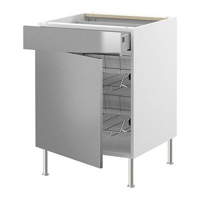 ФАКТУМ Напольн шкаф с пров корз/ящ/дверью - Рубрик нержавеющ сталь, 60 см ФАКТУМ Напольн шкаф с пров корз/ящ/дверью - Рубрик нержавеющ сталь, 60 см